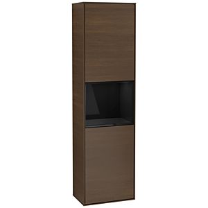 Villeroy und Boch Finion Hochschrank F460PHGN 41,8x151,6x27cm, links, Regal Glossy Black Lacquer, Walnut veneer