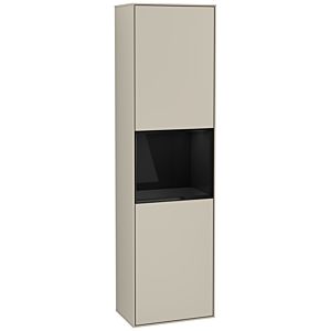 Villeroy und Boch Finion Hochschrank F460PHHH 41,8x151,6x27cm, links, Regal Glossy Black Lacquer, Sand Matt Lacquer