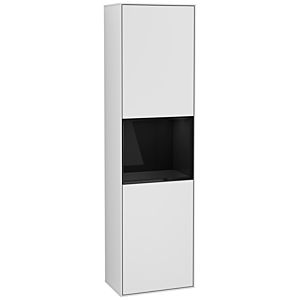 Villeroy und Boch Finion Hochschrank F460PHMT 41,8x151,6x27cm, links, Regal Glossy Black Lacquer, White matt lacquer