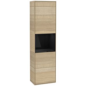 Villeroy und Boch Finion Hochschrank F460PHPC 41,8x151,6x27cm, links, Regal Glossy Black Lacquer, Oak Veneer