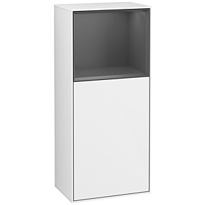 Villeroy et Boch Finion armoire latérale F510GKGF 41.8x93.6x27cm, droite, plateau étagère anthracite mat, laqué blanc brillant