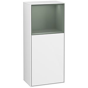 Villeroy et Boch Finion armoire côté F510GMGF 41.8x93.6x27cm, droite, haut plateau mat olive, laque blanc brillant