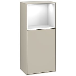 Villeroy und Boch Finion Seitenschrank F520GFHH 41,8cm, links, Ladestation, Regal Glossy White Lacquer, Sand Matt Lacquer