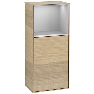 Villeroy und Boch Finion Seitenschrank F520GJPC 41,8cm, links, Ladestation, Regal Grey Matt Lacquer, Oak Veneer