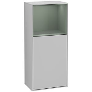 Villeroy und Boch Finion Seitenschrank F520GMGJ 41,8cm, links, Ladestation, Regal Olive Matt Lacquer, Light grey matt
