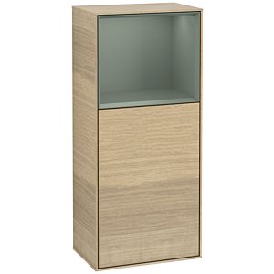 Villeroy und Boch Finion Seitenschrank F520GMPC 41,8cm, links, Ladestation, Regal Olive Matt Lacquer, Oak Veneer