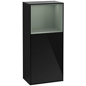 Villeroy und Boch Finion Seitenschrank F520GMPH 41,8cm, links, Ladestation, Regal Olive Matt Lacquer, Glossy Black Lacquer
