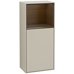 Villeroy und Boch Finion Seitenschrank F520GNHH 41,8cm, links, Ladestation, Regal Walnut Veneer, Sand Matt Lacquer