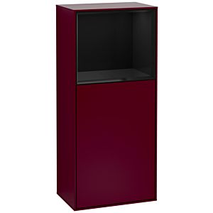 Villeroy und Boch Finion Seitenschrank F520PHHB 41,8cm, links, Ladestation, Regal Glossy Black Lacquer, Peony Matt