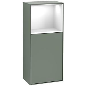 Villeroy und Boch Finion Seitenschrank F530GFGM 41,8cm, rechts, Ladestation, Regal Glossy White Lacquer, Olive Matt Lacquer