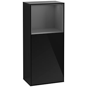 Villeroy und Boch Finion Seitenschrank F530GKPH 41,8cm, rechts, Ladestation, Regal Anthracite Matt Lacquer, Glossy Black Lacquer