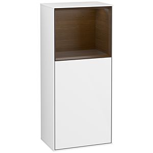 Villeroy und Boch Finion Seitenschrank F530GNGF 41,8cm, rechts, Ladestation, Regal Walnut veneer, Glossy white lacquer