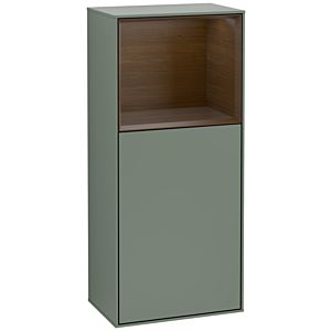 Villeroy und Boch Finion Seitenschrank F530GNGM 41,8cm, rechts, Ladestation, Regal Walnut Veneer, Olive Matt Lacquer