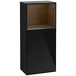 Villeroy und Boch Finion Seitenschrank F530GNPH 41,8cm, rechts, Ladestation, Regal Walnut Veneer, Glossy Black Lacquer