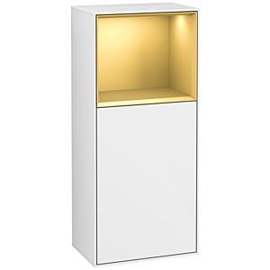 Villeroy und Boch Finion Seitenschrank F530HFGF 41,8cm, rechts, Ladestation, Regal Gold Matt Lacquer, Glossy white lacquer
