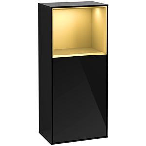 Villeroy und Boch Finion Seitenschrank F530HFPH 41,8cm, rechts, Ladestation, Regal Gold Matt Lacquer, Glossy Black Lacquer