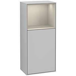Villeroy und Boch Finion Seitenschrank F530HHGJ 41,8cm, rechts, Ladestation, Regal Sand Matt Lacquer, Light grey matt