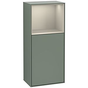 Villeroy und Boch Finion Seitenschrank F530HHGM 41,8cm, rechts, Ladestation, Regal Sand Matt Lacquer, Olive Matt Lacquer