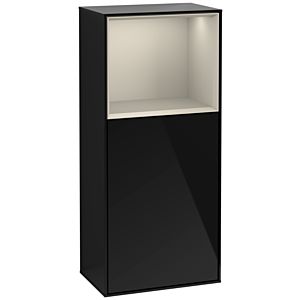 Villeroy und Boch Finion Seitenschrank F530HHPH 41,8cm, rechts, Ladestation, Regal Sand Matt Lacquer, Glossy Black Lacquer