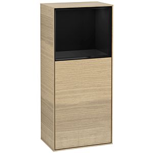 Villeroy und Boch Finion Seitenschrank F530PHPC 41,8cm, rechts, Ladestation, Regal Glossy Black Lacquer, Oak Veneer