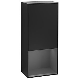 Villeroy et Boch Finion armoire latérale F540GKPD 41.8x93.6x27cm, gauche, étagère en dessous anthracite mat, laqué noir mat