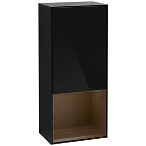 Villeroy und Boch Finion Seitenschrank F540GNPH 41,8x93,6x27cm, links, Regal unten Walnut Veneer, Glossy Black Lacquer