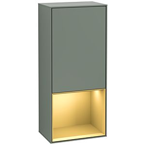 Villeroy and Boch Finion side cabinet F540HFGM 41.8x93.6x27cm, left, shelf below gold matt, Olive Matt Lacquer
