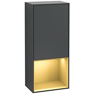 Villeroy and Boch Finion side cabinet F540HFHG 41.8x93.6x27cm, left, shelf below gold matt, Midnight Blue Matt Lacquer
