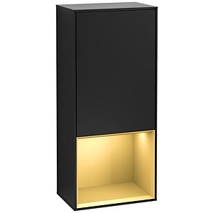 Villeroy et Boch Finion armoire latérale F540HFPD 41.8x93.6x27cm, gauche, étagère en dessous or mat, laqué noir mat