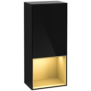 Villeroy und Boch Finion Seitenschrank F540HFPH 41,8x93,6x27cm, links, Regal unten Gold Matt, Glossy Black Lacquer