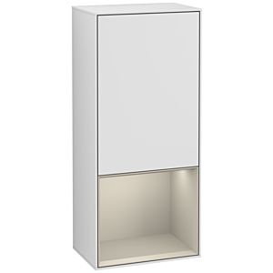 Villeroy und Boch Finion Seitenschrank F540HHMT 41,8x93,6x27cm, links, Regal unten Sand Matt, White matt lacquer