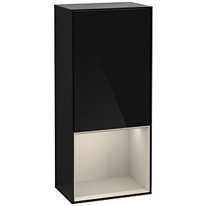 Villeroy und Boch Finion Seitenschrank F540HHPH 41,8x93,6x27cm, links, Regal unten Sand Matt, Glossy Black Lacquer
