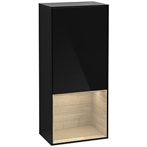 Villeroy und Boch Finion Seitenschrank F540PCPH 41,8x93,6x27cm, links, Regal unten Oak Veneer, Glossy Black Lacquer