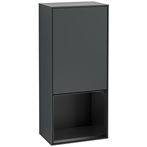 Villeroy and Boch Finion side cabinet F540PDHG 41.8x93.6x27cm, left, shelf below black matt, Midnight Blue Matt Lacquer
