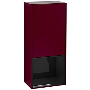 Villeroy and Boch Finion side cabinet F540PHHB 41.8x93.6x27cm, left, shelf below Glossy Black, Peony Matt