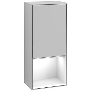 Villeroy und Boch Finion Seitenschrank F550GFGJ 41,8x93,6x27cm, rechts, Regal unten Glossy White, Light grey matt