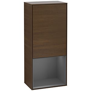 Villeroy und Boch Finion Seitenschrank F550GKGN 41,8x93,6x27cm, rechts, Regal unten Anthracite matt, Walnut veneer