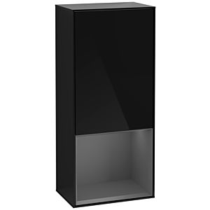Villeroy und Boch Finion Seitenschrank F550GKPH 41,8x93,6x27cm, rechts, Regal unten Anthracite Matt, Glossy Black Lacquer