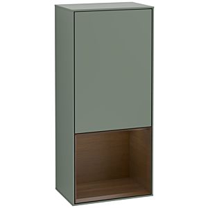 Villeroy und Boch Finion Seitenschrank F550GNGM 41,8x93,6x27cm, rechts, Regal unten Walnut Veneer, Olive Matt Lacquer