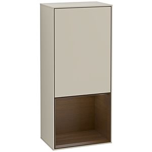 Villeroy und Boch Finion Seitenschrank F550GNHH 41,8x93,6x27cm, rechts, Regal unten Walnut Veneer, Sand Matt Lacquer