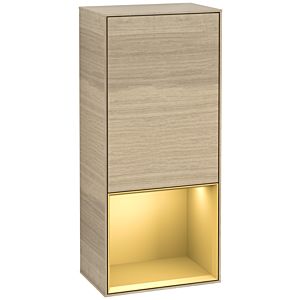 Villeroy und Boch Finion Seitenschrank F550HFPC 41,8x93,6x27cm, rechts, Regal unten Gold Matt, Oak Veneer