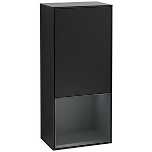 Villeroy und Boch Finion Seitenschrank F550HGPD 41,8x93,6x27cm, rechts, Regal unten Midnight Blue Matt, Black matt lacquer