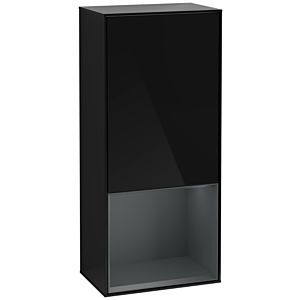 Villeroy und Boch Finion Seitenschrank F550HGPH 41,8x93,6x27cm, rechts, Regal unten Midnight Blue Matt, Glossy Black Lacquer