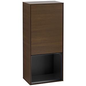 Villeroy et Boch Finion armoire latérale F550PDGN 41.8x93.6x27cm, droite, étagère en dessous noir mat, placage noyer