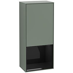 Villeroy und Boch Finion Seitenschrank F550PHGM 41,8x93,6x27cm, rechts, Regal unten Glossy Black, Olive Matt Lacquer