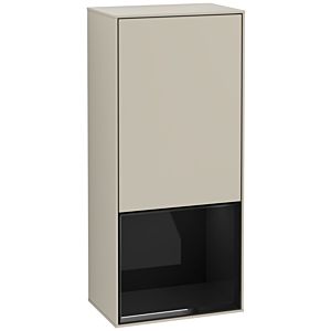 Villeroy und Boch Finion Seitenschrank F550PHHH 41,8x93,6x27cm, rechts, Regal unten Glossy Black, Sand Matt Lacquer