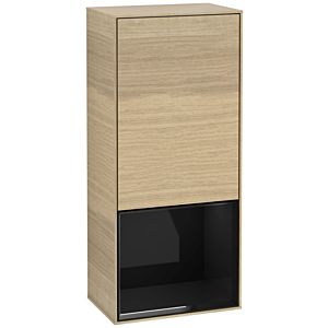 Villeroy und Boch Finion Seitenschrank F550PHPC 41,8x93,6x27cm, rechts, Regal unten Glossy Black, Oak Veneer