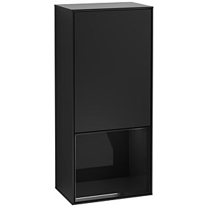 Villeroy und Boch Finion Seitenschrank F550PHPD 41,8x93,6x27cm, rechts, Regal unten Glossy Black, Black matt lacquer