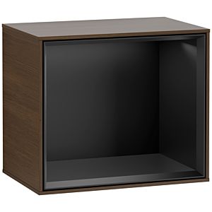 Villeroy und Boch Finion Regalmodul F580PDGN 41,8x35,6x27cm, Regal Black Matt, Walnut veneer