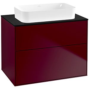 Villeroy und Boch Finion Waschtischunterschrank F63200HB 80x60,3x50,1mm, Glass Black Matt, Peony Matt